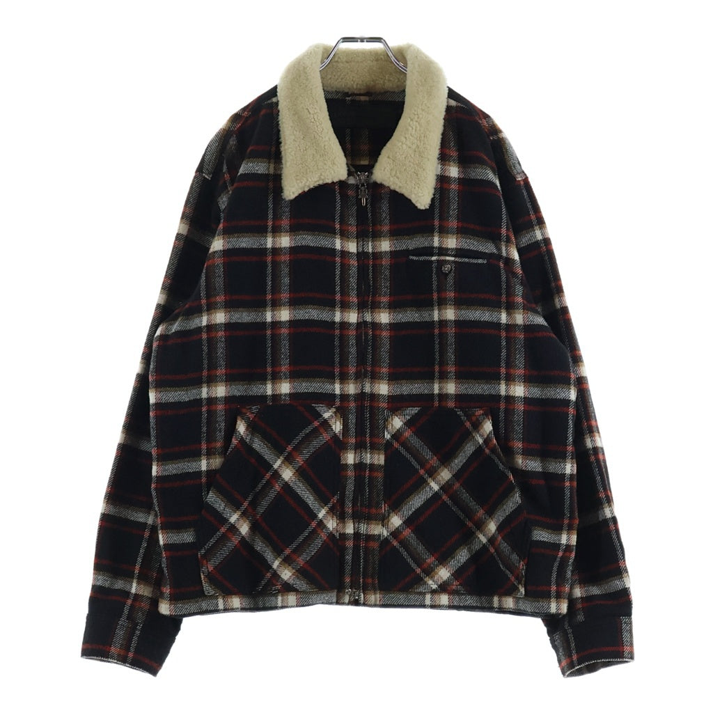 CHROME HEARTS(クロムハーツ) BLACK SHEEP PLD ジップアップムートンジャケット チェック柄ブルゾン マルチ
