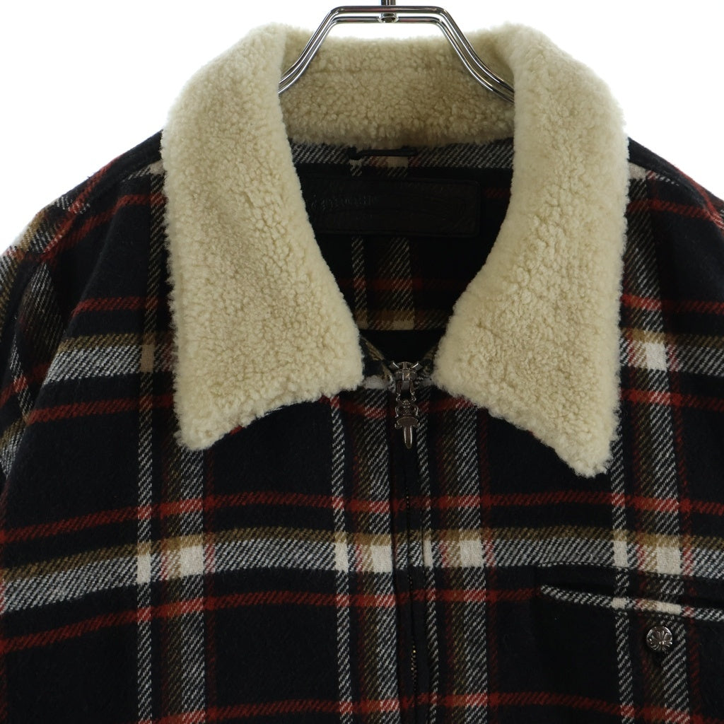 CHROME HEARTS(クロムハーツ) BLACK SHEEP PLD ジップアップムートンジャケット チェック柄ブルゾン マルチ
