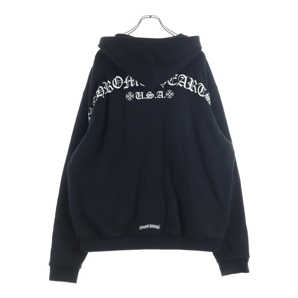CHROME HEARTS(クロムハーツ) SWTSHRT HD ZIP Tバー ダガージップ バックアーチ 裏地サーマル ロゴジップ フーディ パーカー ブラック