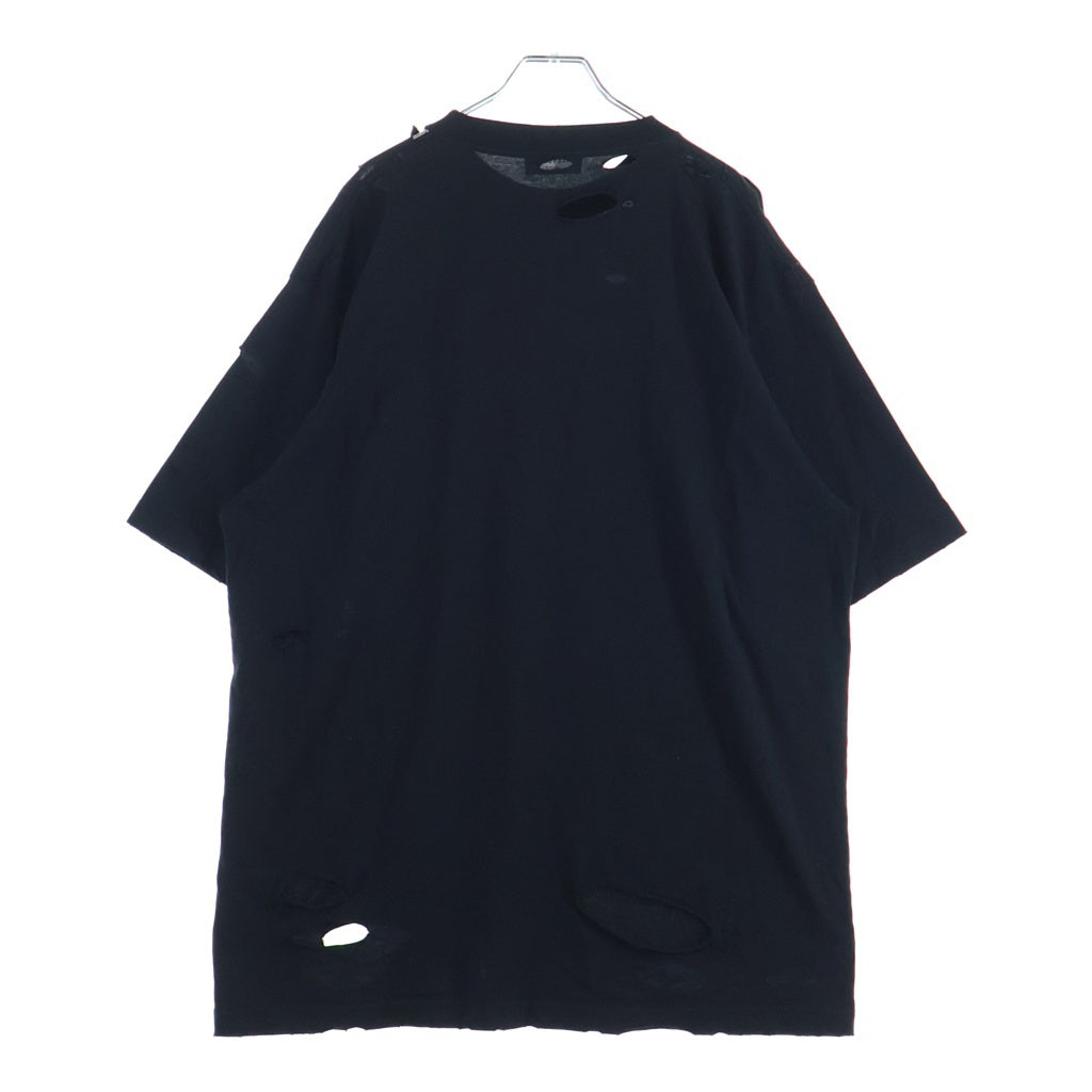 BALENCIAGA(バレンシアガ) DESTOROYED LOGO OVERSIZED T-SHIRT 半袖 クルーネック Tシャツ ブラック 651795 TKVB8