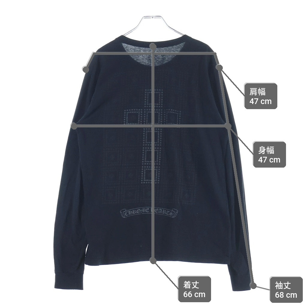 CHROME HEARTS(クロムハーツ) CH PLUS L/S TEE ブロッククロス プリント クルーネック ロングスリーブ 長袖Tシャツ ロンT ブラック