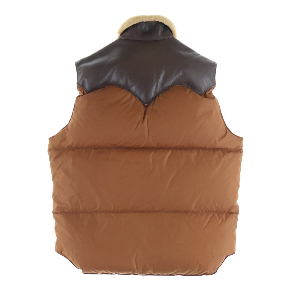 ROCKY MOUNTAIN(ロッキーマウンテン) Christy Vest 襟ボア レザー切替 クリスティー ダウンベスト ベージュ/ブラウン 200-172-02