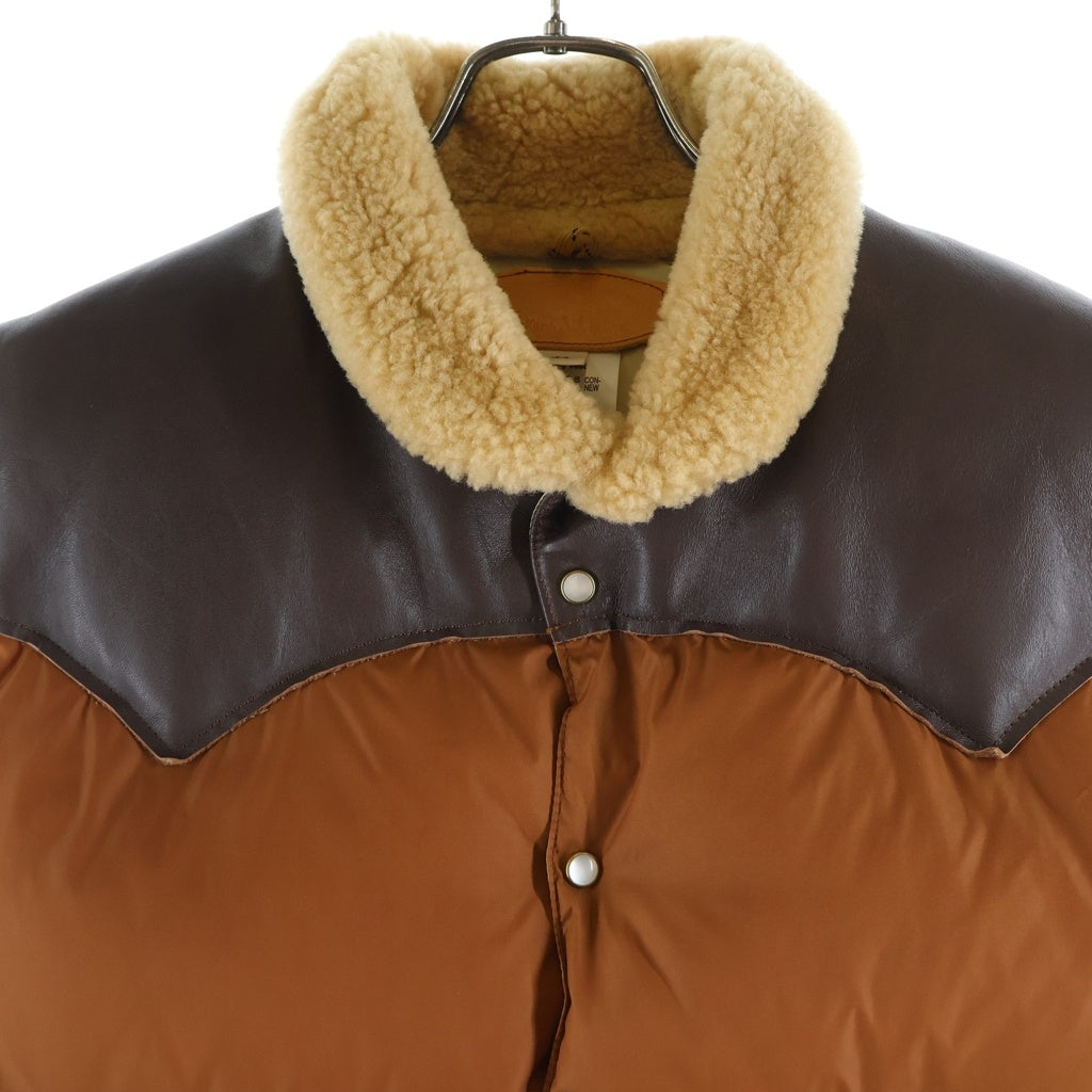 ROCKY MOUNTAIN(ロッキーマウンテン) Christy Vest 襟ボア レザー切替 クリスティー ダウンベスト ベージュ/ブラウン 200-172-02