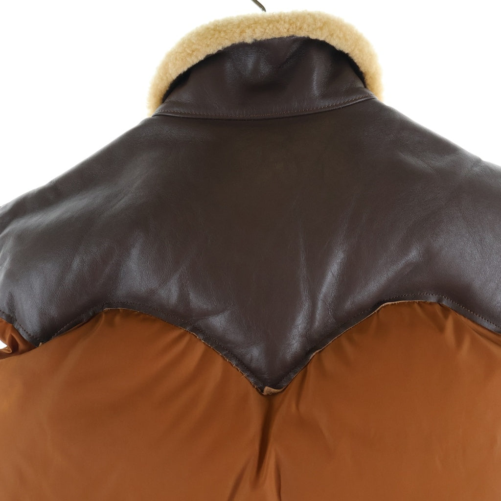 ROCKY MOUNTAIN(ロッキーマウンテン) Christy Vest 襟ボア レザー切替 クリスティー ダウンベスト ベージュ/ブラウン 200-172-02