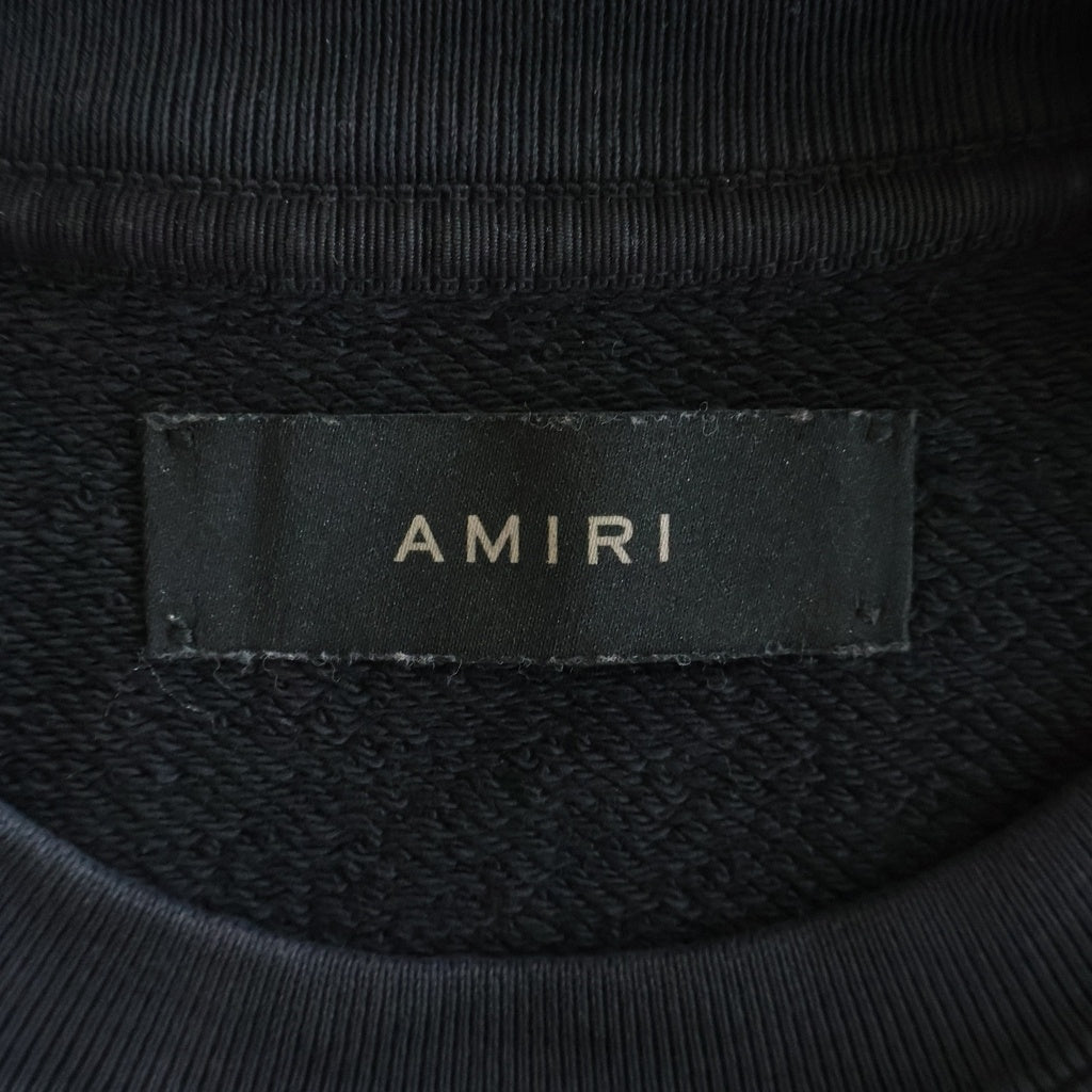 AMIRI(アミリ) デストロイ加工 クルーネック スウェットトレーナー ブラック SRAMJYCW1002SMRB000