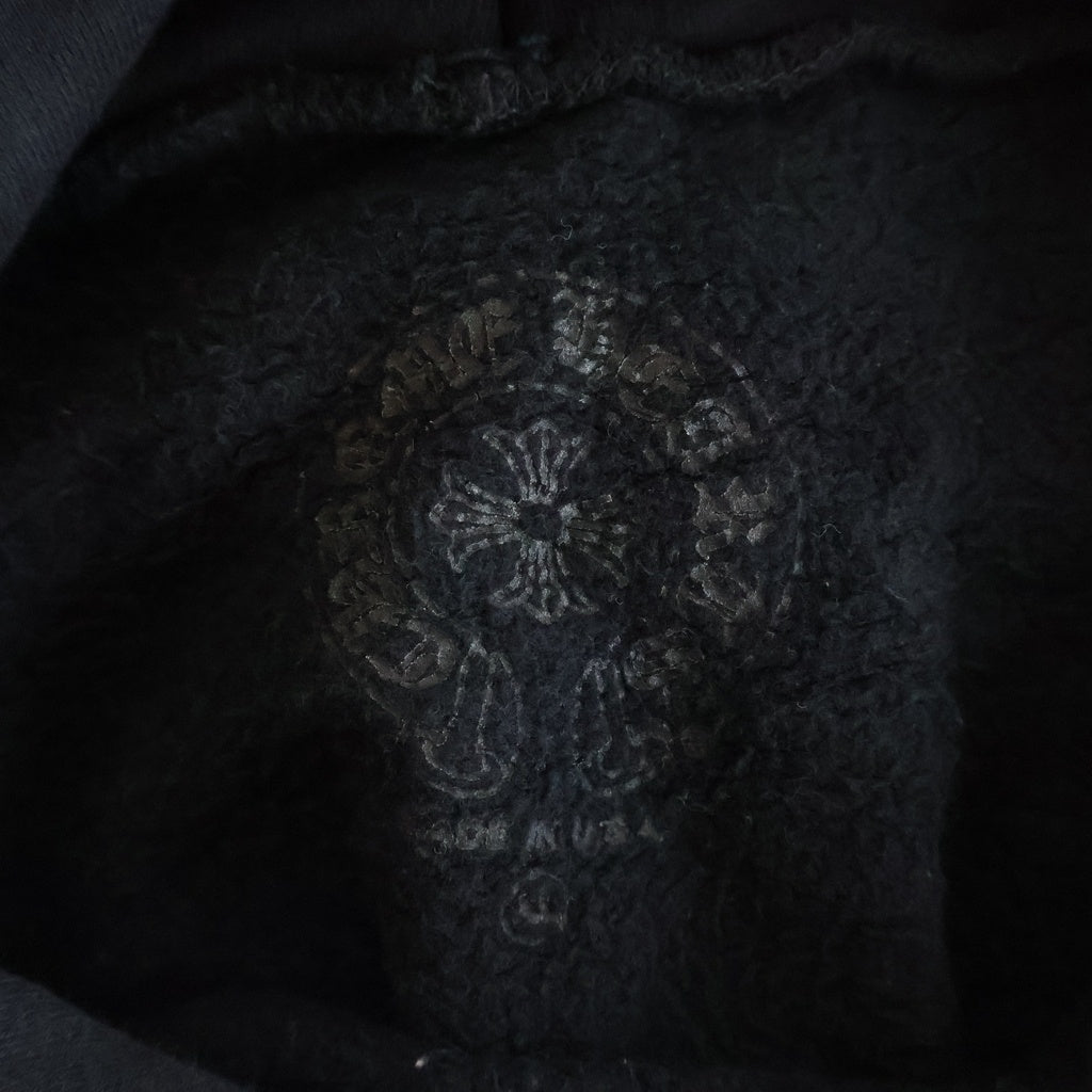 CHROME HEARTS(クロムハーツ) SWTSHRT PLVR 袖フローラルバックホースシュープリントプルオーバーパーカー フーディー ブラック