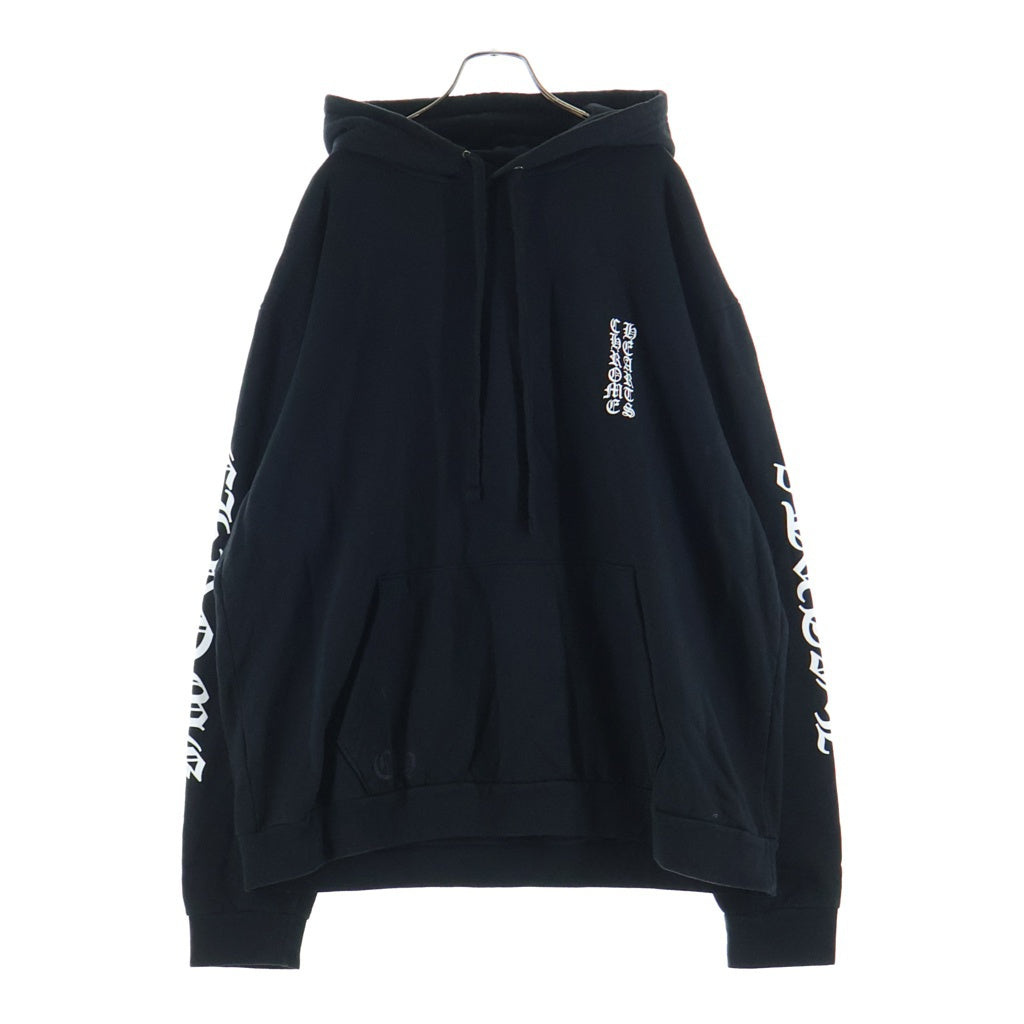 CHROME HEARTS(クロムハーツ) VERTICAL LOGO HOODIE バーティカルロゴ アームロゴプリント スウェット プルオーバーパーカー ブラック