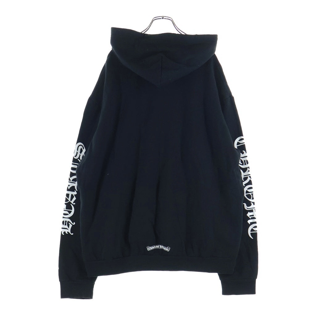 CHROME HEARTS(クロムハーツ) VERTICAL LOGO HOODIE バーティカルロゴ アームロゴプリント スウェット プルオーバーパーカー ブラック