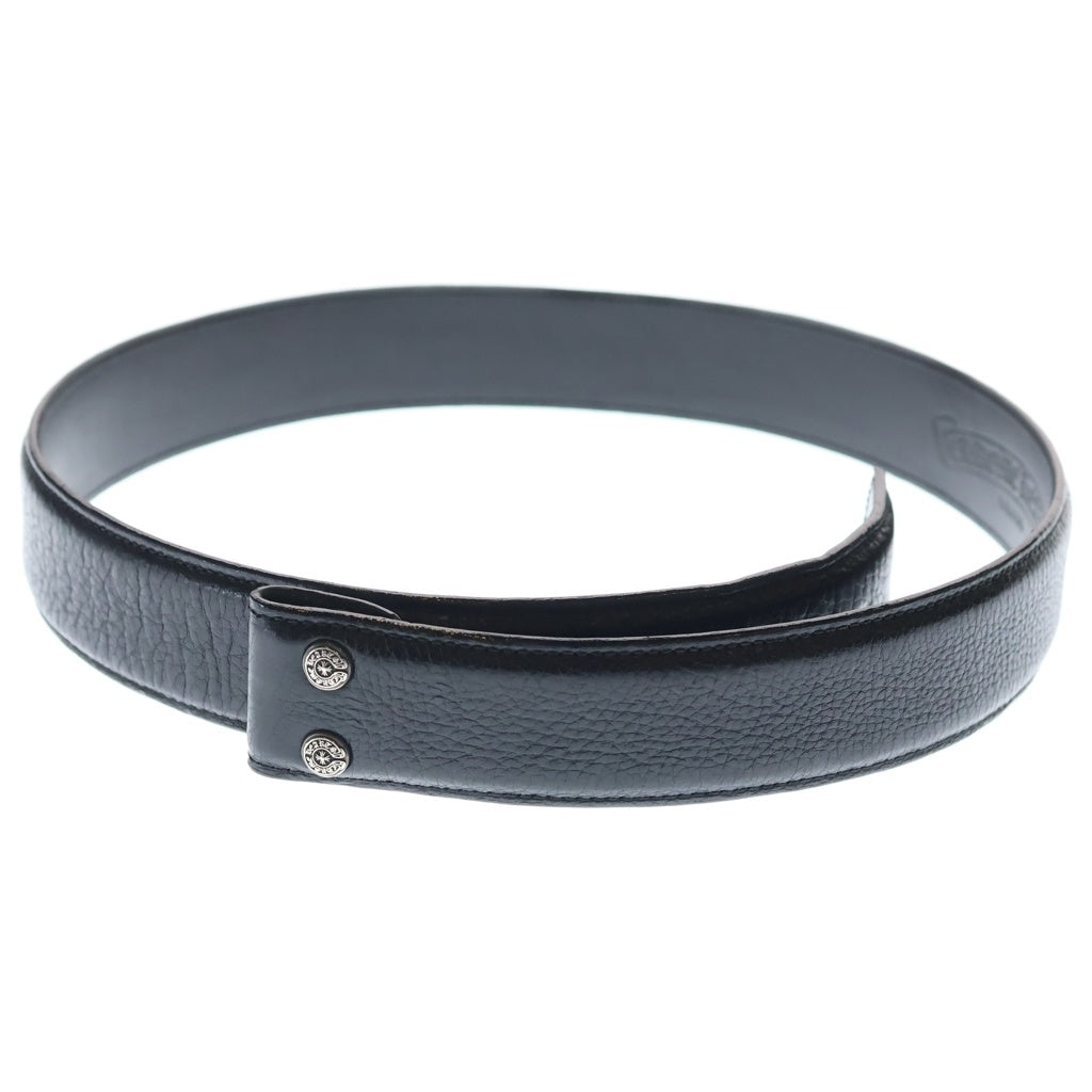 CHROME HEARTS(クロムハーツ) 1.5 STRAP 1.5inchスクロールレーベルリベッツ レザーベルト ブラック/シルバー