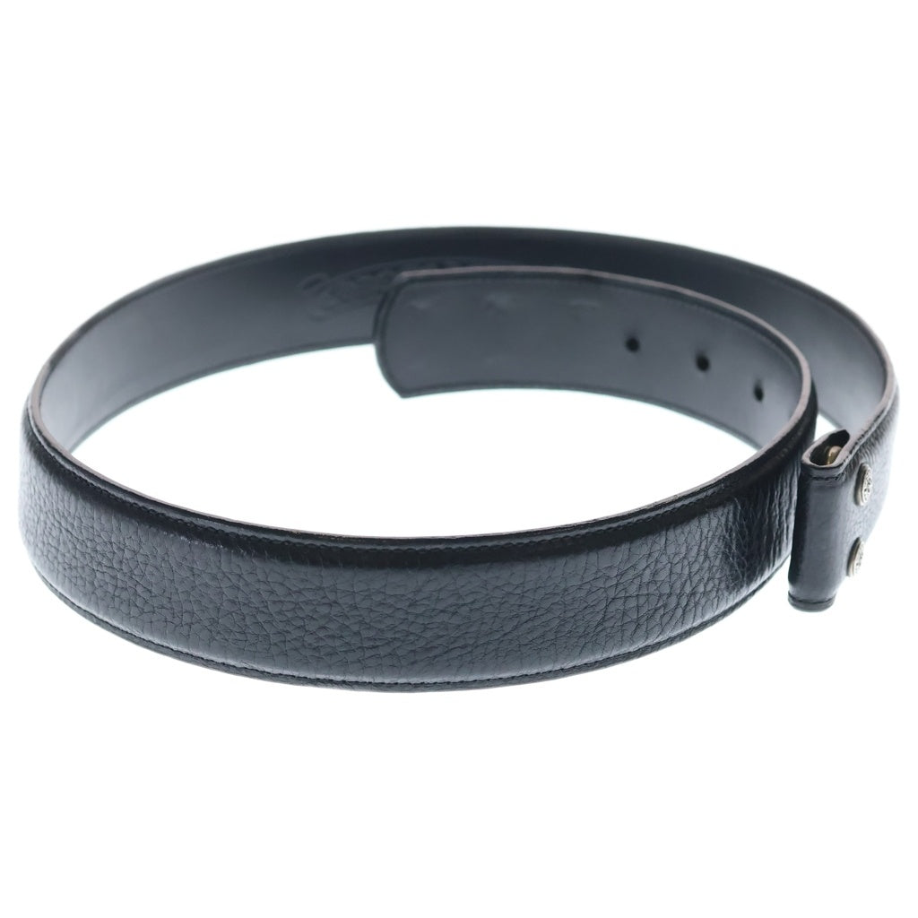 CHROME HEARTS(クロムハーツ) 1.5 STRAP 1.5inchスクロールレーベルリベッツ レザーベルト ブラック/シルバー