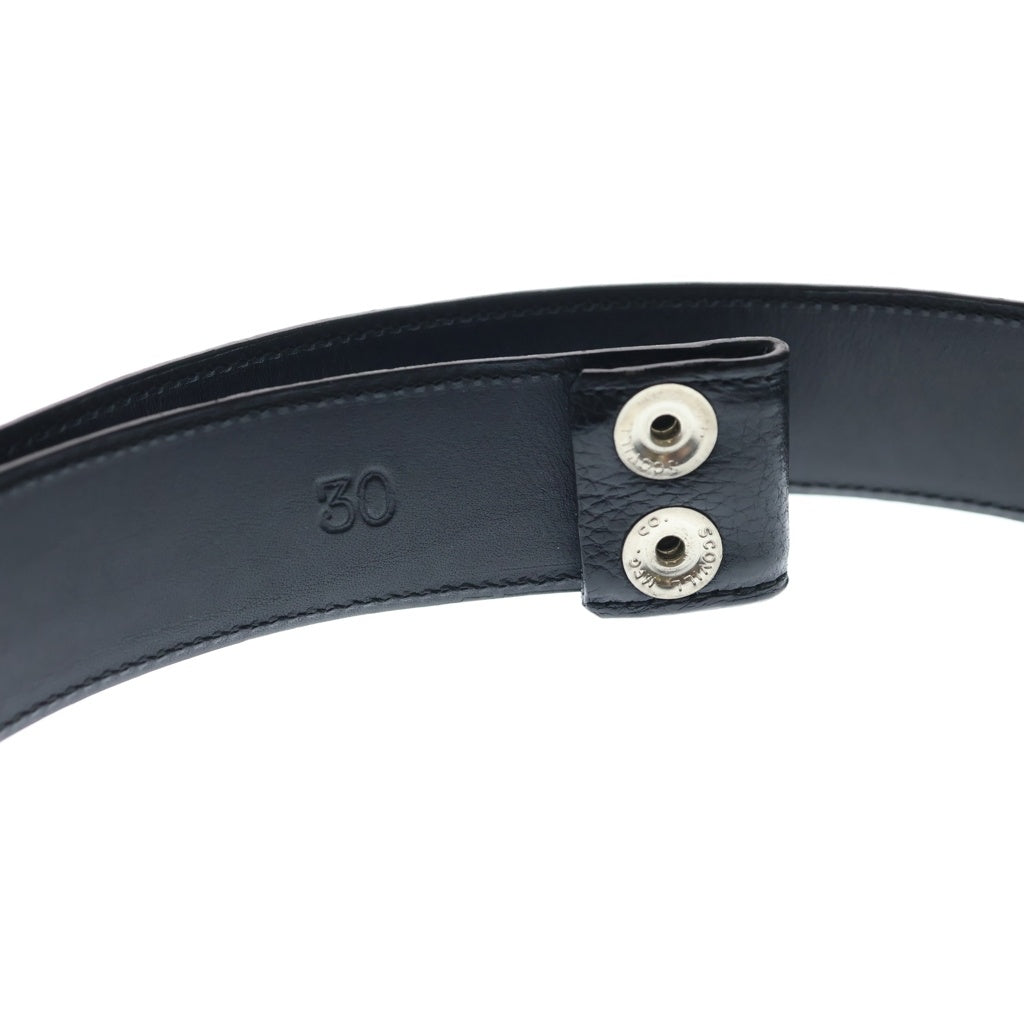 CHROME HEARTS(クロムハーツ) 1.5 STRAP 1.5inchスクロールレーベルリベッツ レザーベルト ブラック/シルバー