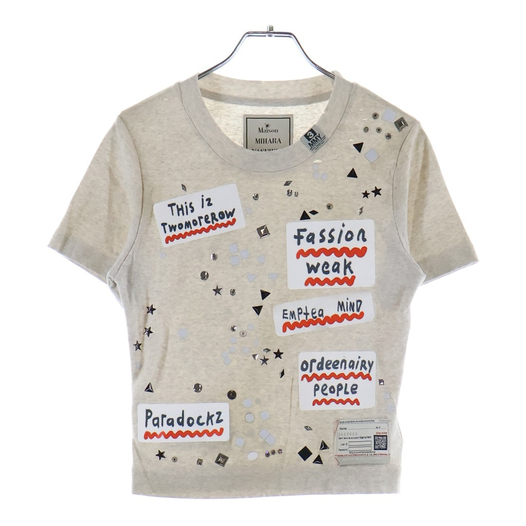 MAISON MIHARAYASUHIRO(メゾンミハラヤスヒロ) EMBELLISHED STICKER TEE パッチ装飾 半袖Tシャツ カットソー ホワイト B16TS571 レディース