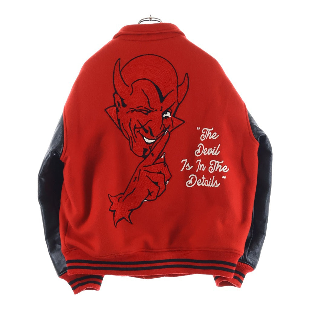 SAINT MICHAEL(セントマイケル) 22AW Devil Varsity Jacket デビルパッチ バーシティージャケット ブラック/レッド SM-A22-0000-035