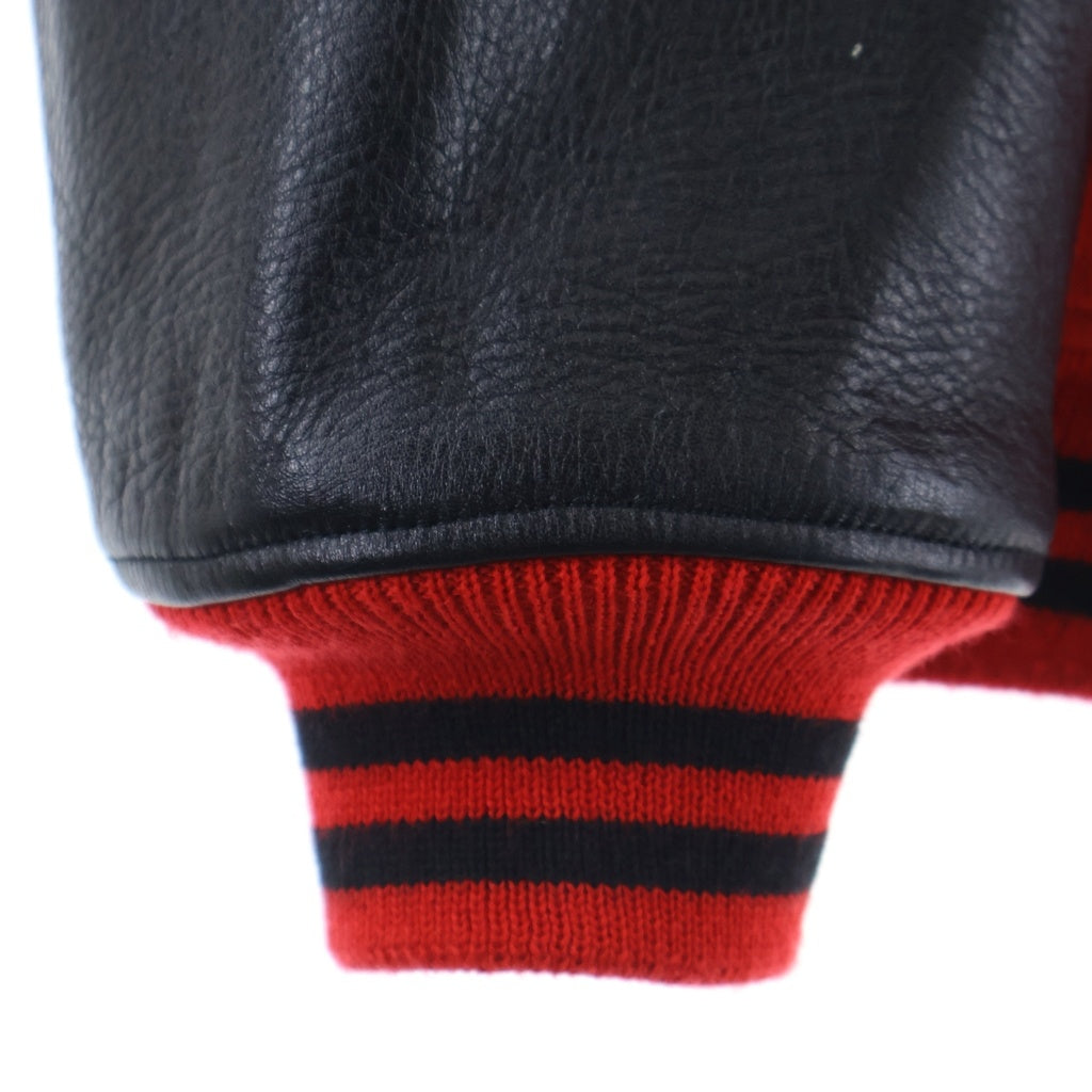 SAINT MICHAEL(セントマイケル) 22AW Devil Varsity Jacket デビルパッチ バーシティージャケット ブラック/レッド SM-A22-0000-035