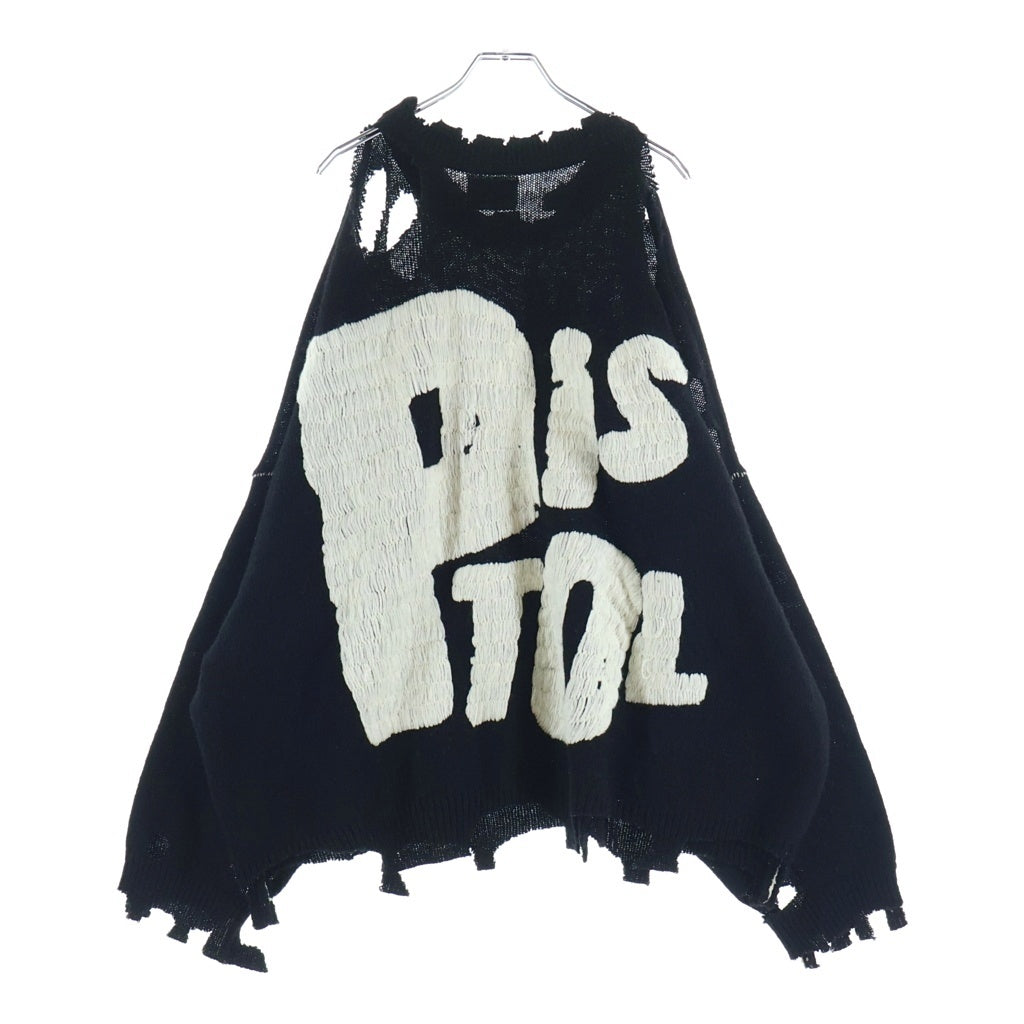 SAINT MICHAEL(セントマイケル) 24AW×Sex Pistols xセックスピストルズ SP CREW KNT I AM A クラッシュ加工クルーネックニットセーター ブラック SM-YS1-0000-C24