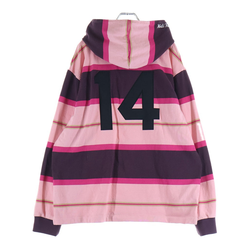 SUPREME(シュプリーム) 24AW Hooded Rugby フード付き ラガーシャツ ピンク