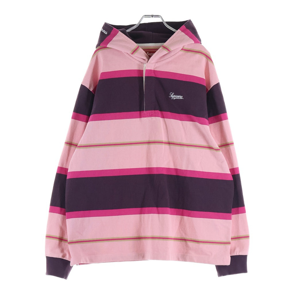 SUPREME(シュプリーム) 24AW Hooded Rugby フード付き ラガーシャツ ピンク