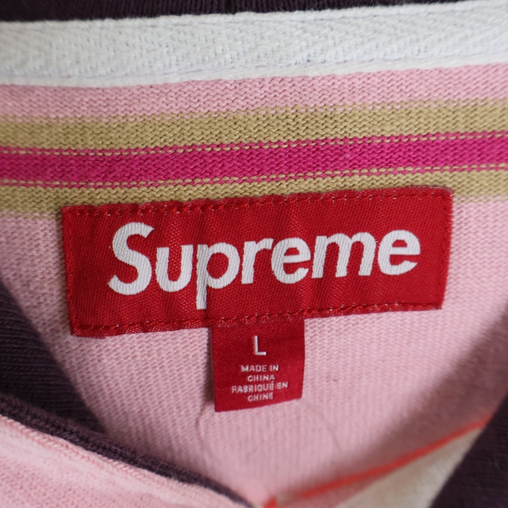 SUPREME(シュプリーム) 24AW Hooded Rugby フード付き ラガーシャツ ピンク