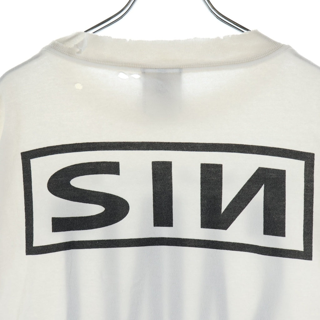SAINT MICHAEL(セントマイケル) 25SS SAINT YOURSELF SS TEE ヴィンテージ加工 プリント クルーネック 半袖Tシャツ カットソー ホワイト SM-HR8-0000-020