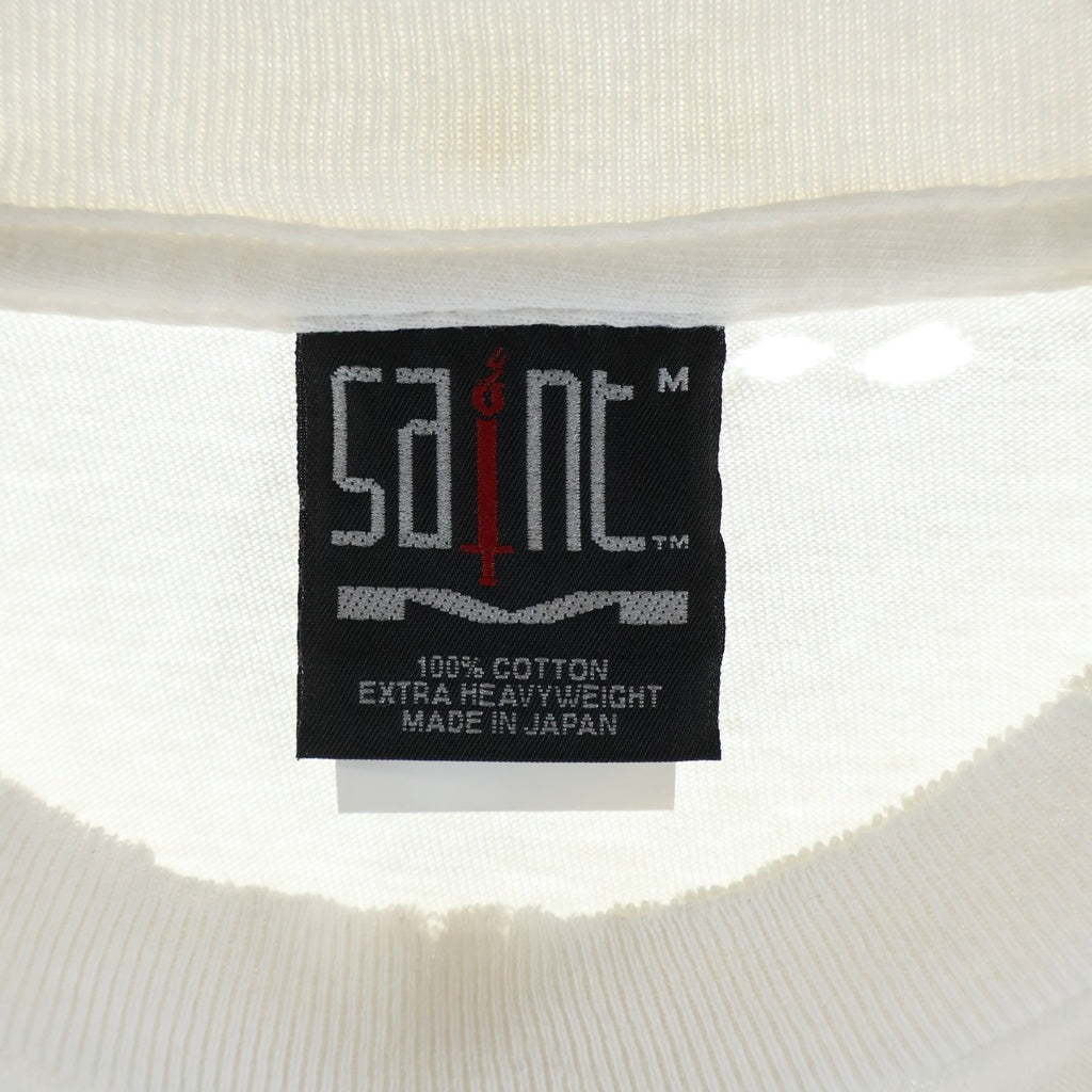 SAINT MICHAEL(セントマイケル) 25SS SAINT YOURSELF SS TEE ヴィンテージ加工 プリント クルーネック 半袖Tシャツ カットソー ホワイト SM-HR8-0000-020