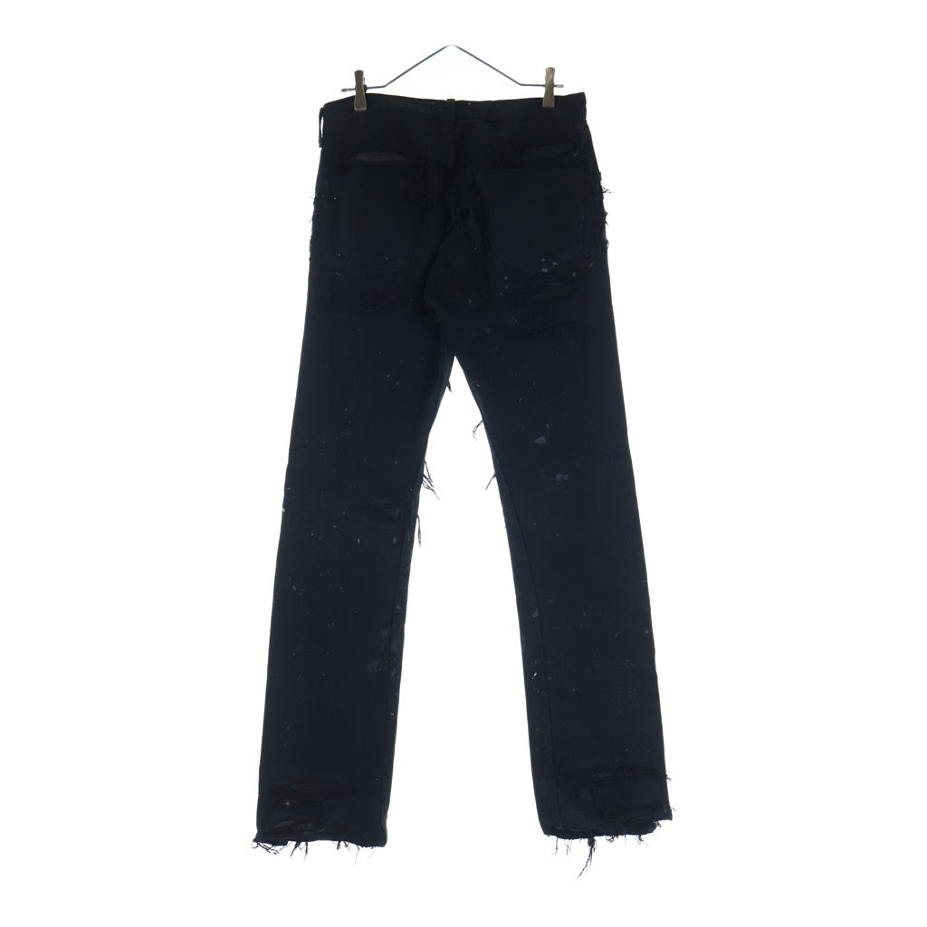 Innocence NYC(イノセンス) 23AW DESTROY LEATHER DENIM PANTS デストロイレザー ダメージ加工 デニムパンツ ブラック INDELE01