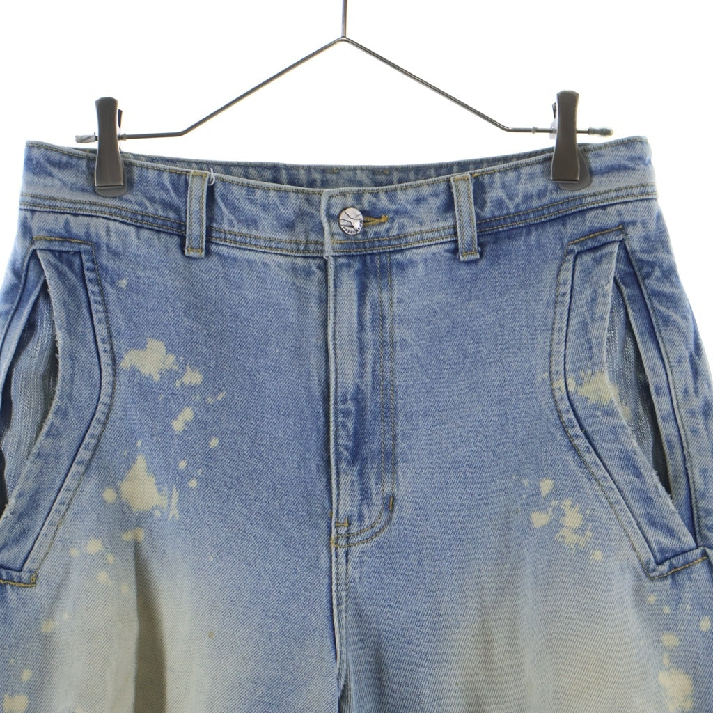 ADER ERROR(アーダーエラー) Inos Distressed Wide Leg Jeans ダメージ加工 ワイドレッグ デニムパンツ インディゴ BNO01SSJE0104BL