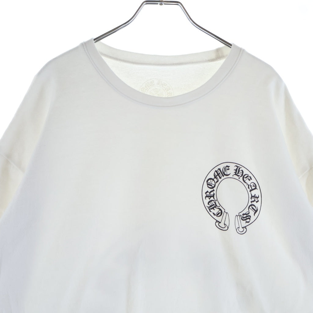 CHROME HEARTS(クロムハーツ) Horseshoe Crewneck Sweatshirt ホースシュープリント 袖フローラル クルーネックスウェットトレーナー ホワイト