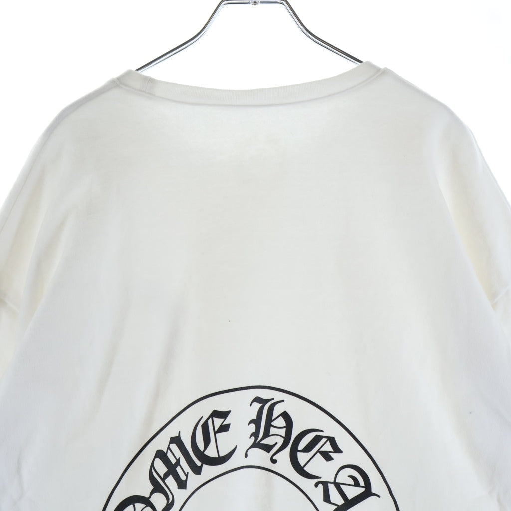 CHROME HEARTS(クロムハーツ) Horseshoe Crewneck Sweatshirt ホースシュープリント 袖フローラル クルーネックスウェットトレーナー ホワイト
