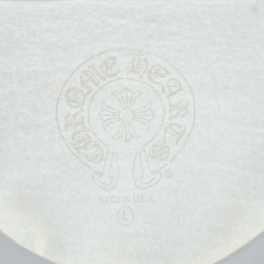 CHROME HEARTS(クロムハーツ) Horseshoe Crewneck Sweatshirt ホースシュープリント 袖フローラル クルーネックスウェットトレーナー ホワイト