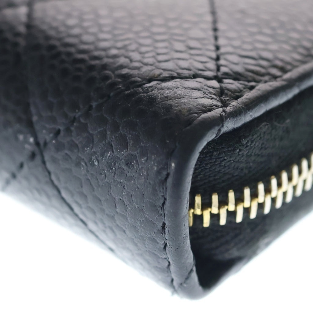 CHANEL(シャネル) マトラッセクラシック キャビアスキン ジップコインパース コインケース ゴールド金具 ブラック レディース AP0216