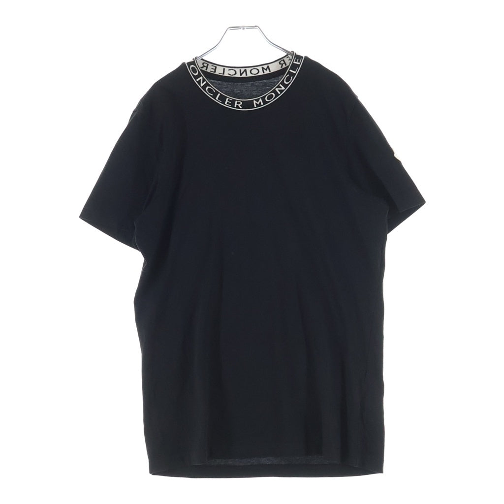 MONCLER(モンクレール) ネックロゴ クルーネック半袖Tシャツカットソー ブラック J10918C00024 8390T