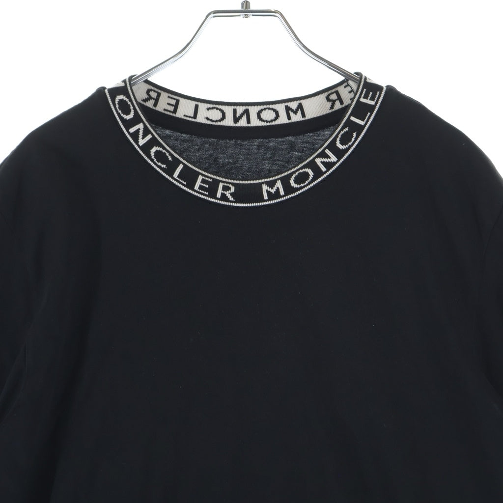 MONCLER(モンクレール) ネックロゴ クルーネック半袖Tシャツカットソー ブラック J10918C00024 8390T