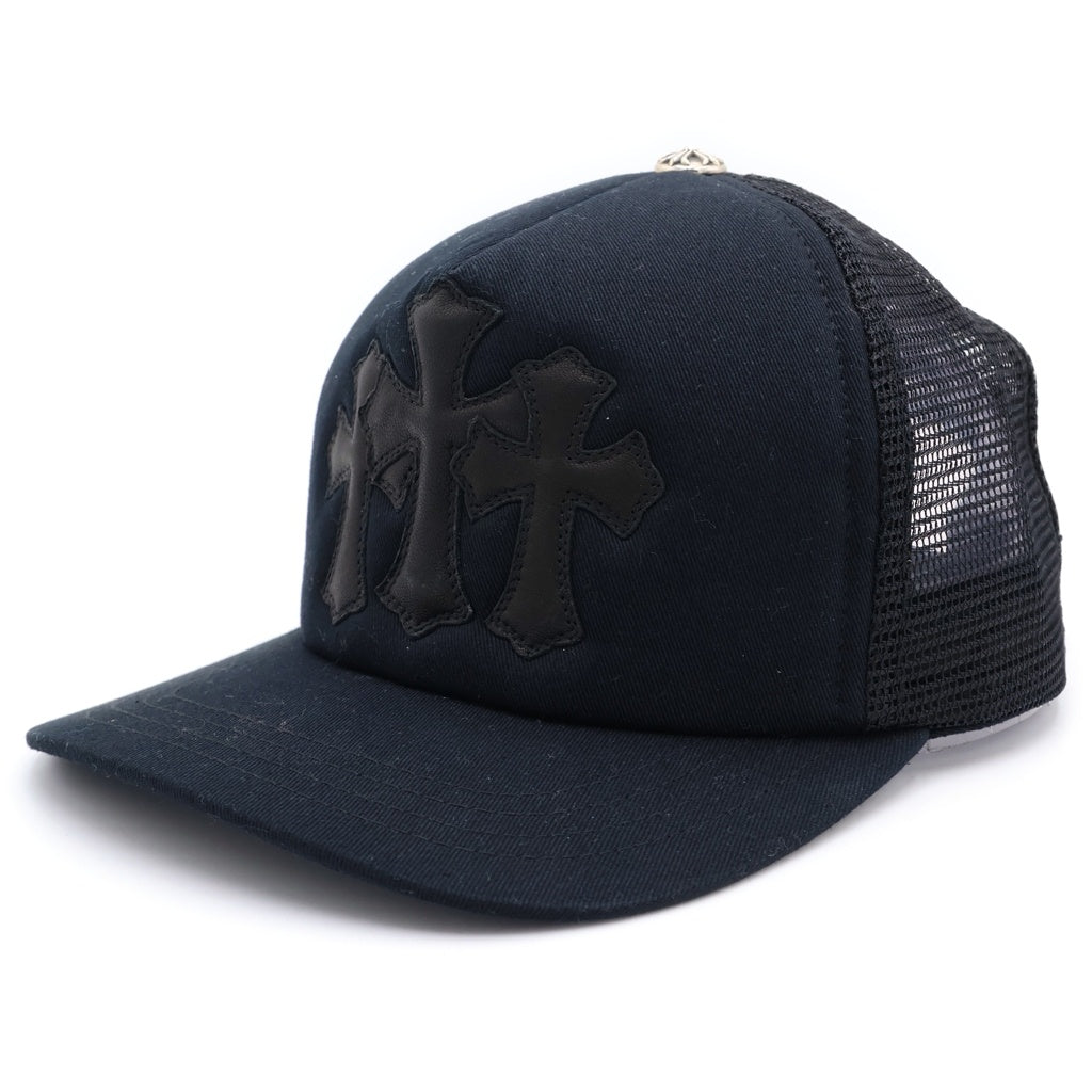 CHROME HEARTS(クロムハーツ) 3CEM TRUCKER CAP 3セメタリークロス レザーパッチ トラッカーキャップ 帽子 ブラック