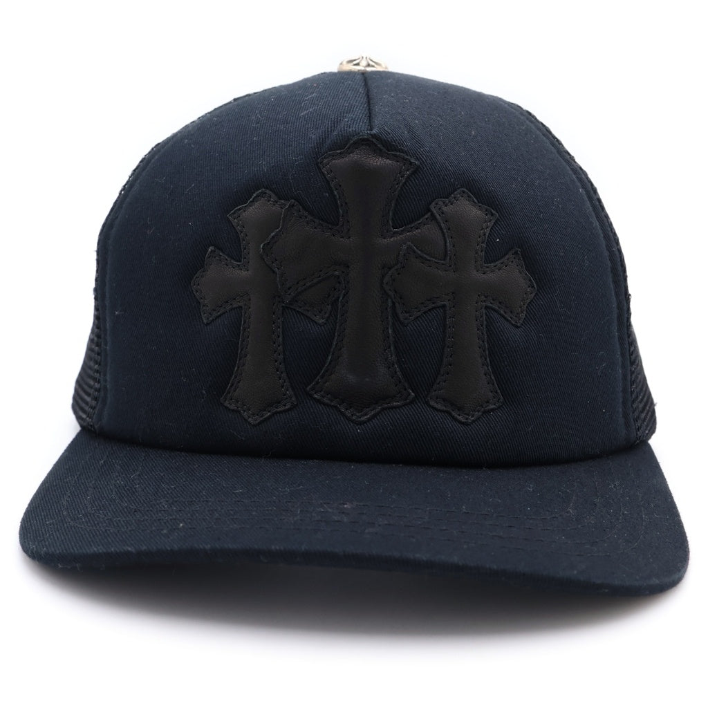 CHROME HEARTS(クロムハーツ) 3CEM TRUCKER CAP 3セメタリークロス レザーパッチ トラッカーキャップ 帽子 ブラック