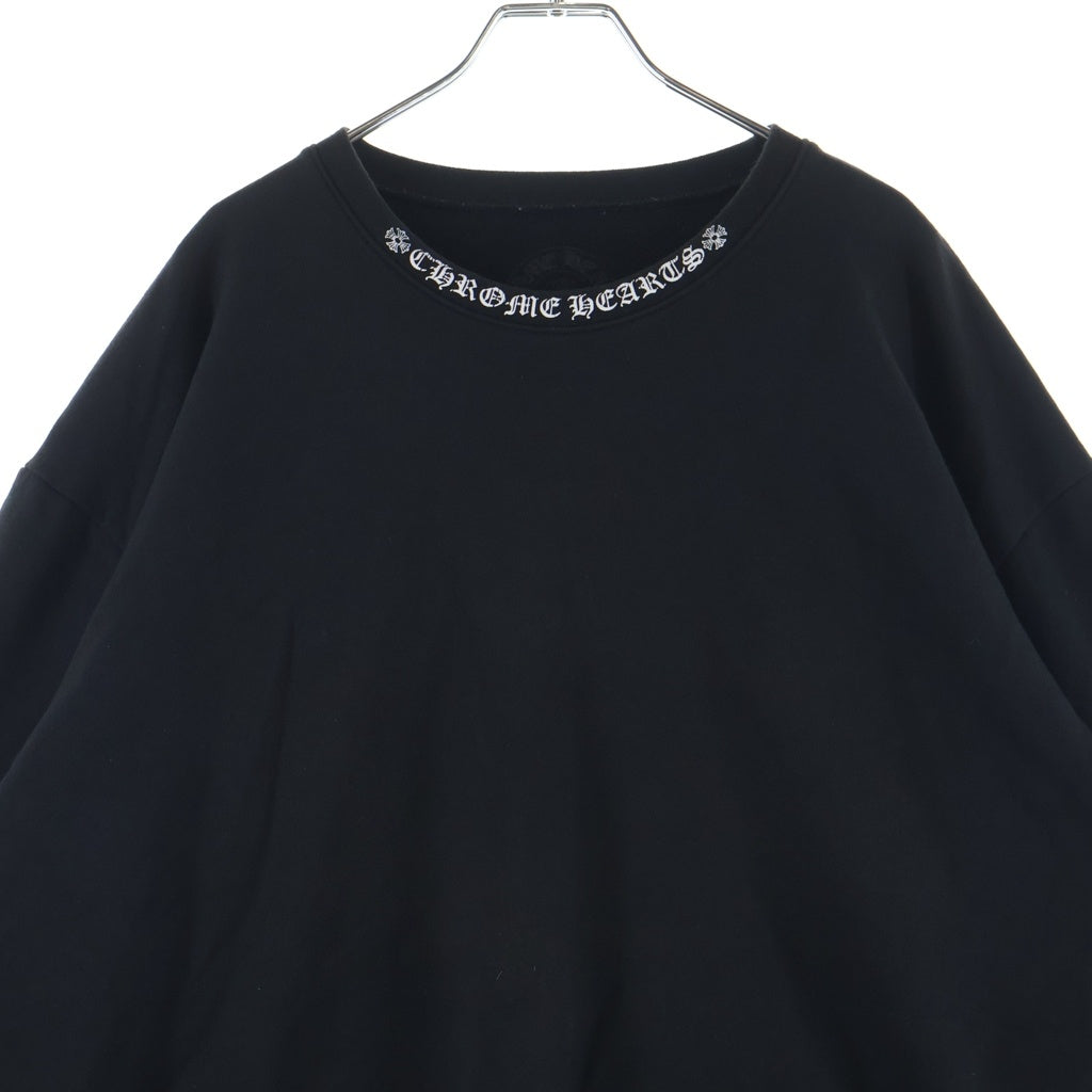 CHROME HEARTS(クロムハーツ) NECK LOGO SWTSHRT PLVR ネックロゴプリント クルーネックスウェット トレーナー ブラック