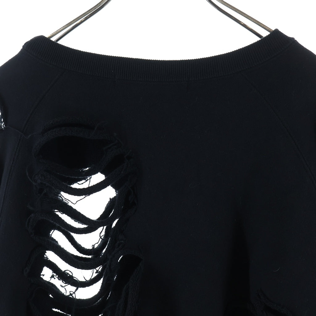 JUN / NAKAYAMA(ジュンナカヤマ) 23AW Destroyed Crewneck Sweatshirt デストロイ加工クルーネックスウェット ブラック JN-FW23-C001