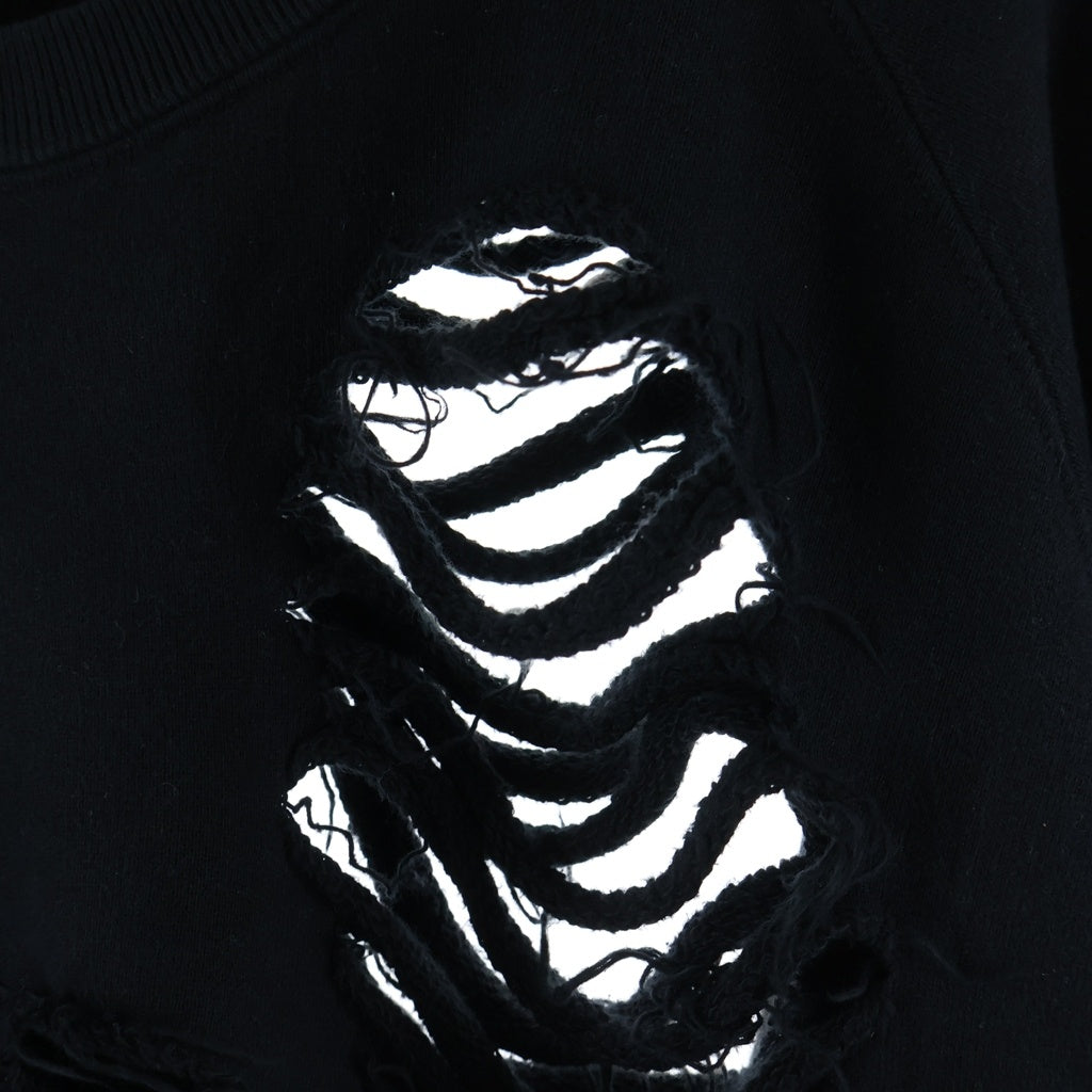 JUN / NAKAYAMA(ジュンナカヤマ) 23AW Destroyed Crewneck Sweatshirt デストロイ加工クルーネックスウェット ブラック JN-FW23-C001