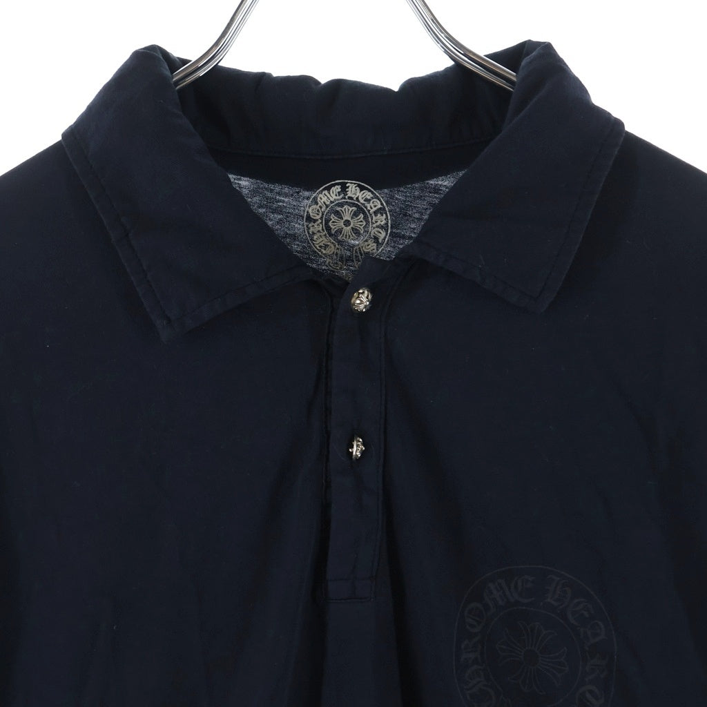 CHROME HEARTS(クロムハーツ) クロスボールボタン ホースシュープリント 長袖 ポロシャツ ブラック