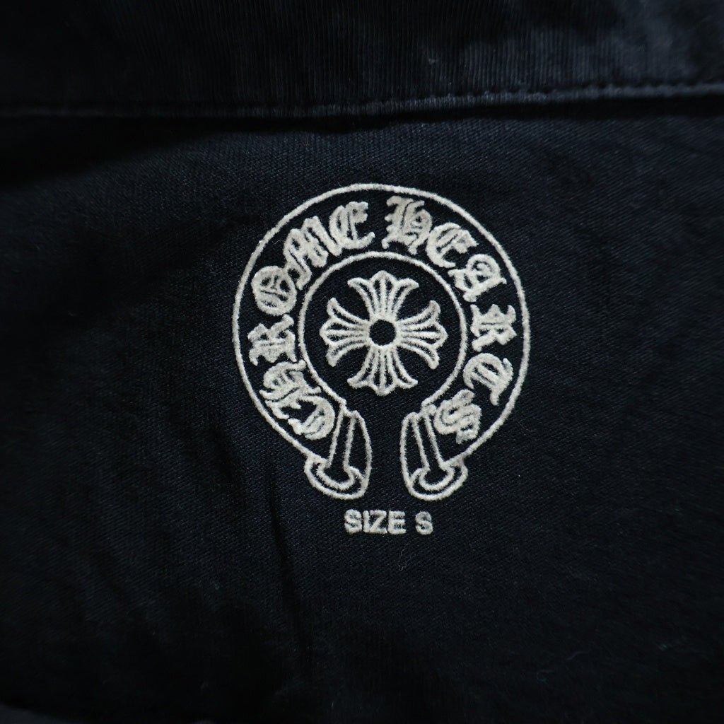 CHROME HEARTS(クロムハーツ) クロスボールボタン ホースシュープリント 長袖 ポロシャツ ブラック