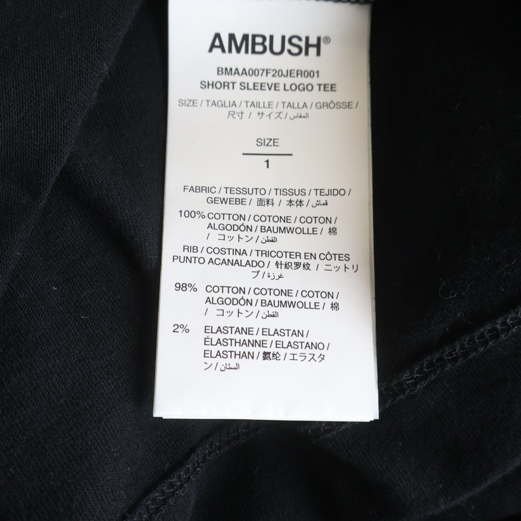 AMBUSH(アンブッシュ) 20AW ロゴプリントクルーネック 半袖Tシャツカットソーブラック BMAA007F20JER001