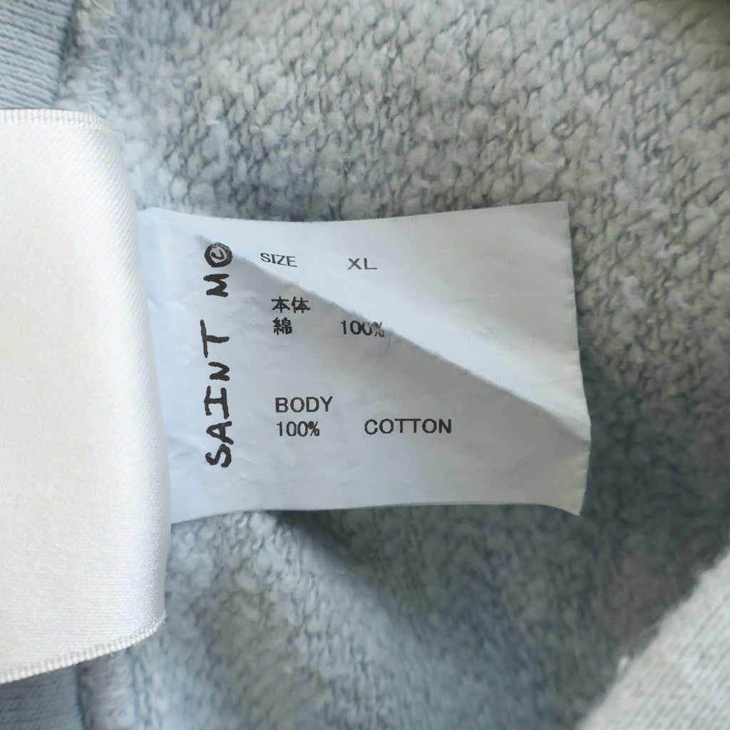 SAINT MICHAEL(セントマイケル) 25SS HOODIE RIBON SAINT 胸ロゴ スウェット プルオーバーパーカー ブルー SM-HR8-0000-048