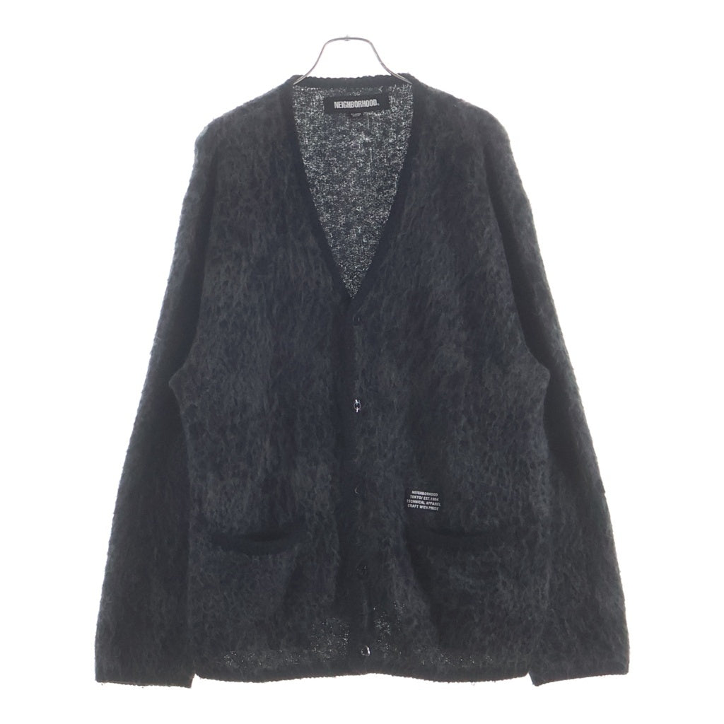 NEIGHBORHOOD(ネイバーフッド) 22AW MOHAIR CARDIGAN レオパード総柄 アクリル混 モヘア長袖ニットカーディガン グレー 222FUNH-KNM02
