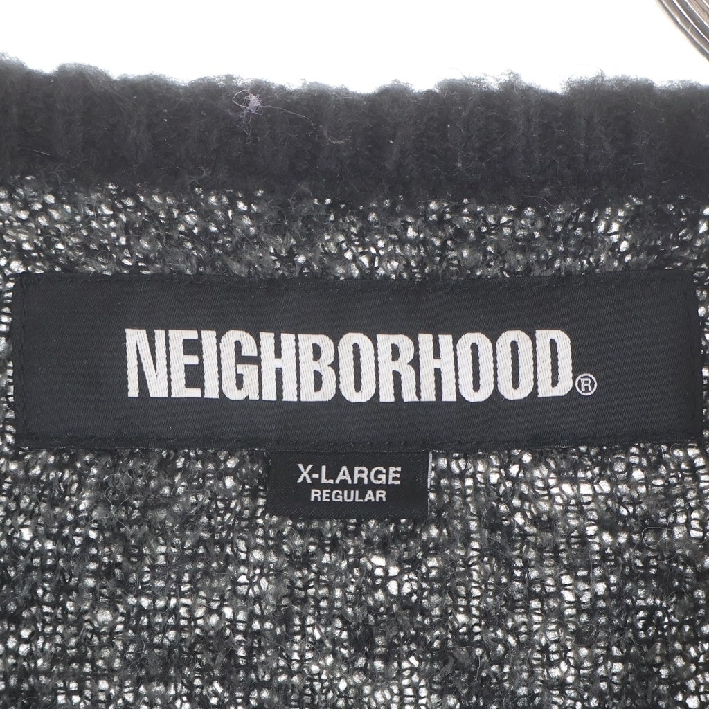 NEIGHBORHOOD(ネイバーフッド) 22AW MOHAIR CARDIGAN レオパード総柄 アクリル混 モヘア長袖ニットカーディガン グレー 222FUNH-KNM02