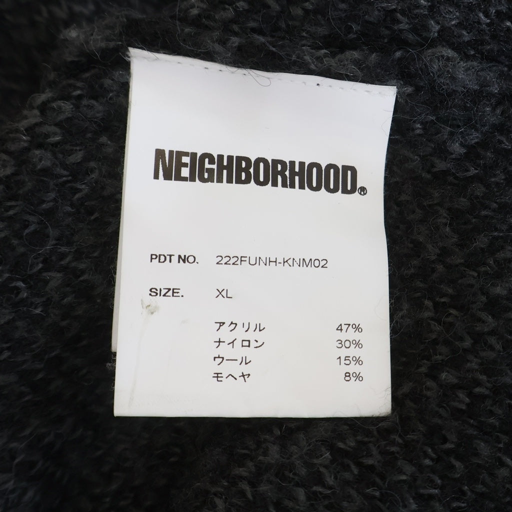 NEIGHBORHOOD(ネイバーフッド) 22AW MOHAIR CARDIGAN レオパード総柄 アクリル混 モヘア長袖ニットカーディガン グレー 222FUNH-KNM02