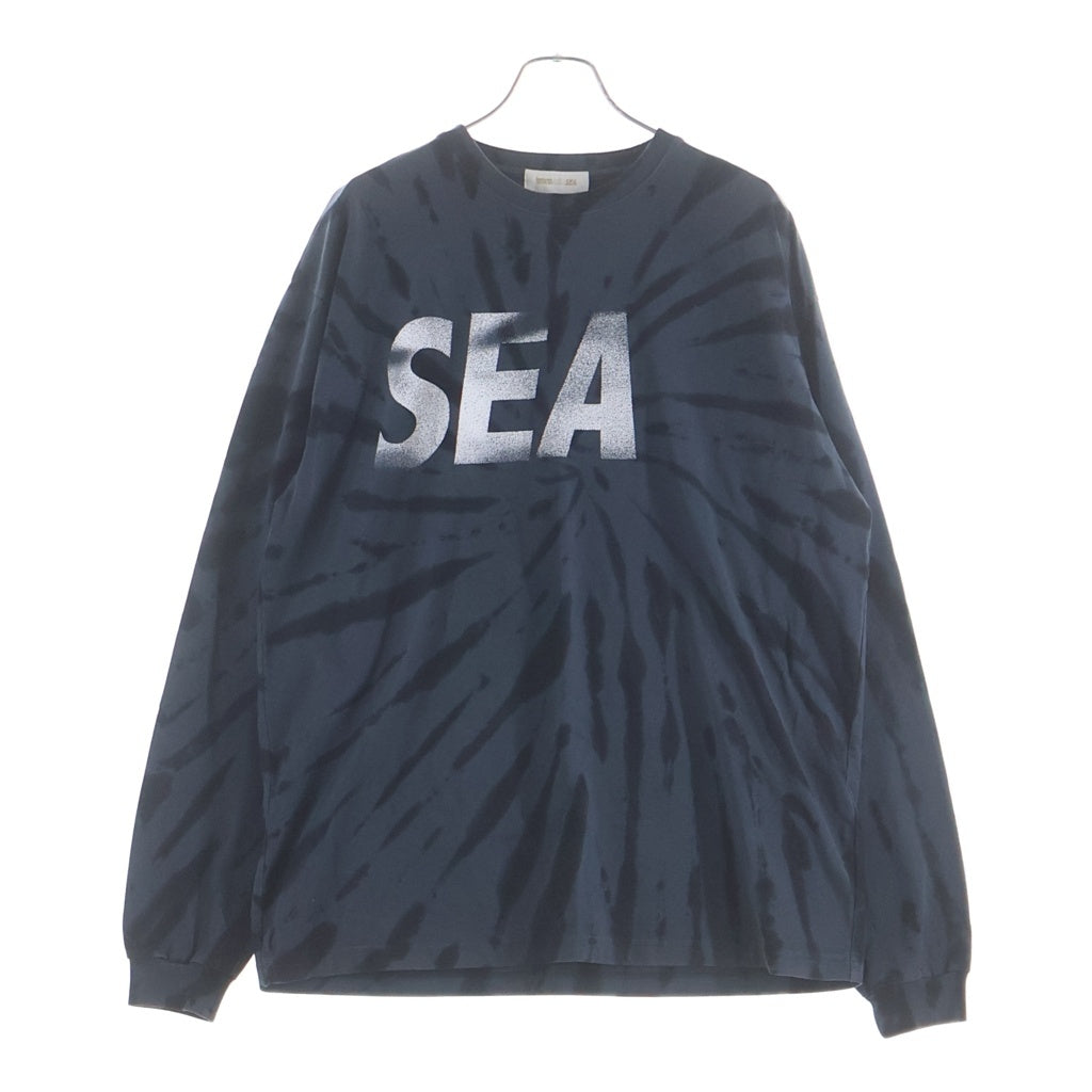 WIND AND SEA(ウィンダンシー) 23SS SEA LOGO L/S Tee フロントプリント タイダイ柄 長袖Tシャツ カットソー ブラック WDS-0-SEA-23-Q3-CS-02