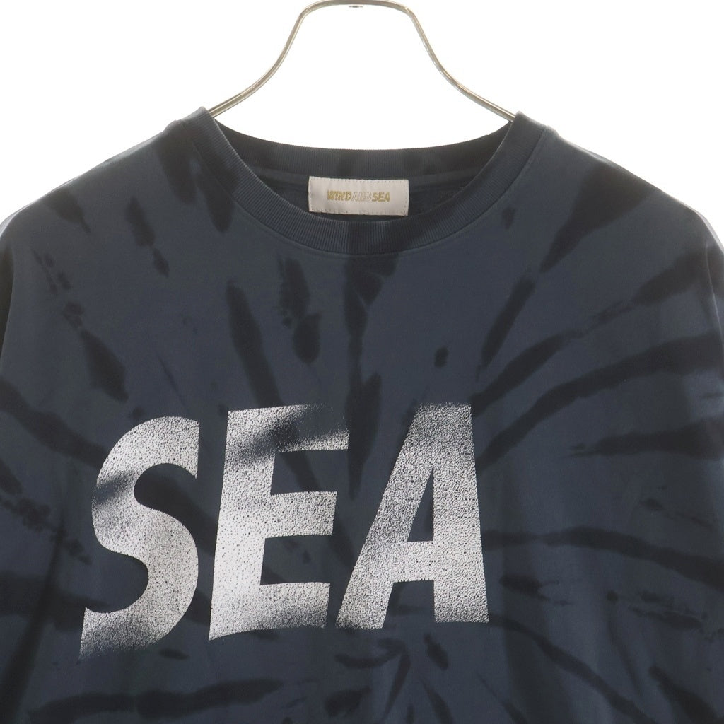 WIND AND SEA(ウィンダンシー) 23SS SEA LOGO L/S Tee フロントプリント タイダイ柄 長袖Tシャツ カットソー ブラック WDS-0-SEA-23-Q3-CS-02