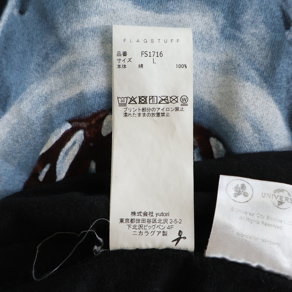 NO BRAND(ノーブランド) FLAGSTUFF フラグスタフ JAWS DONT GO TEE 半袖Tシャツ カットソー ブラック FS1716
