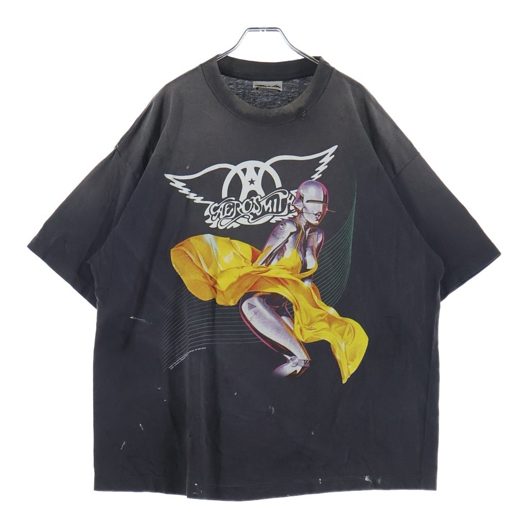 SAINT MICHAEL(セントマイケル) 26SS ×Aerosmith エアロスミス 両面プリント 半袖カットソー ブラック SM-MK8-0000-C25