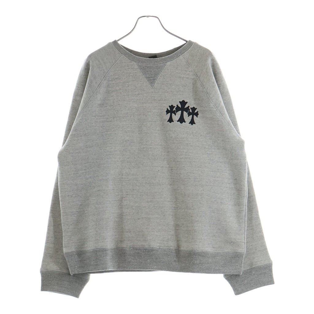 CHROME HEARTS(クロムハーツ) Y NOT CH Applique Embroidery アップリケ刺繍クルーネック スウェットシャツ トレーナー グレー