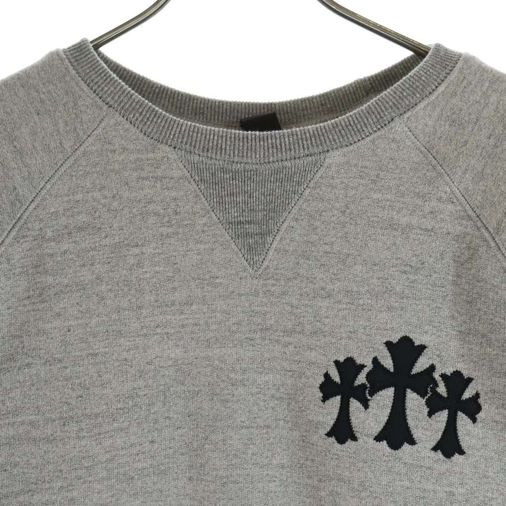 CHROME HEARTS(クロムハーツ) Y NOT CH Applique Embroidery アップリケ刺繍クルーネック スウェットシャツ トレーナー グレー